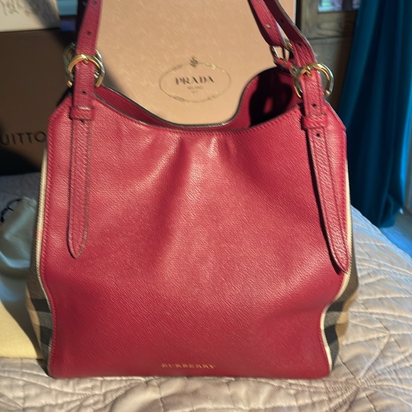 Burberry House Check Derby Leather Canterbury Tote Shoulder/Handbag Berry Pink - Picture 17 of 17